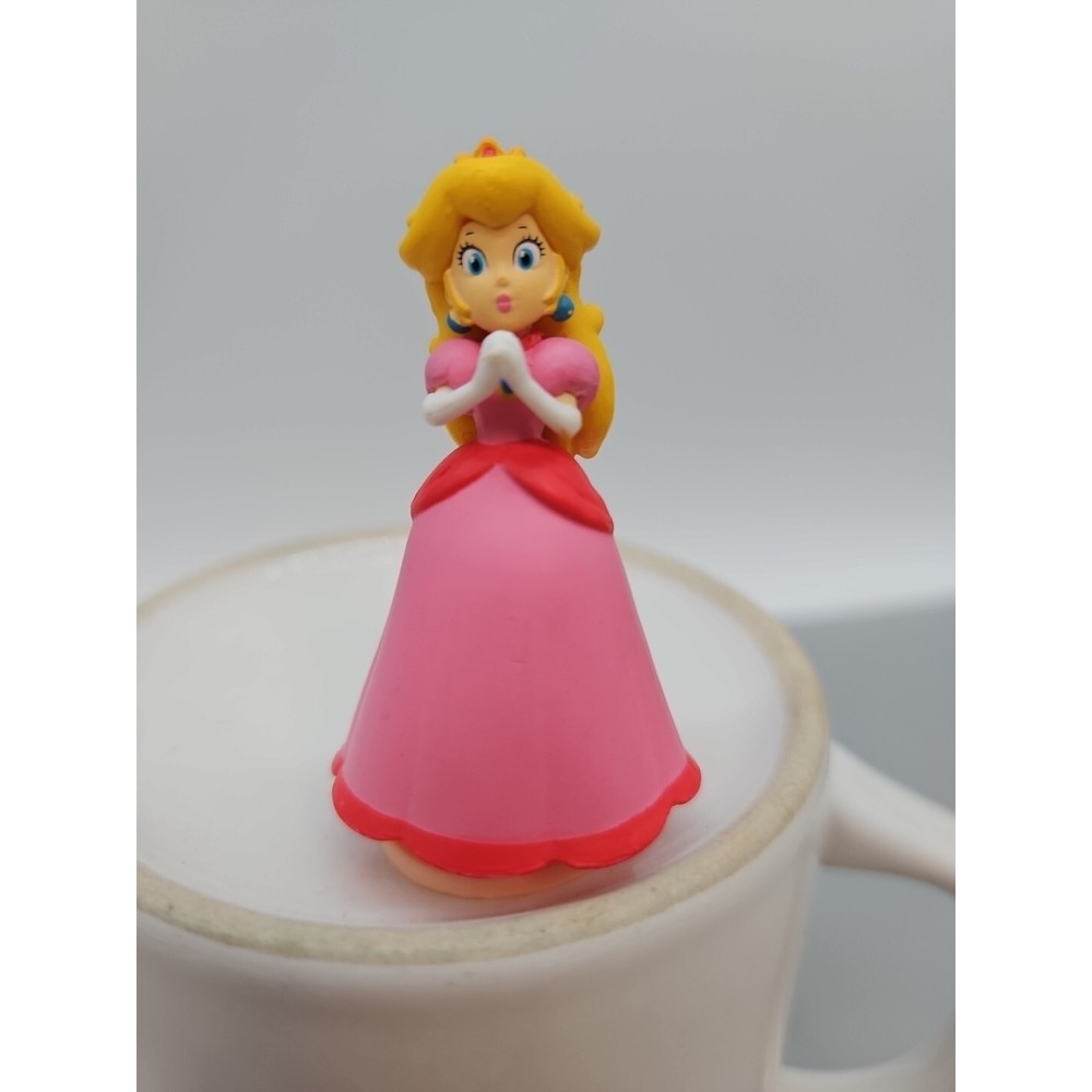 Nintendo Mario Princess Peach Figure‎ 2" Toy Pink Dress cake topper Loose